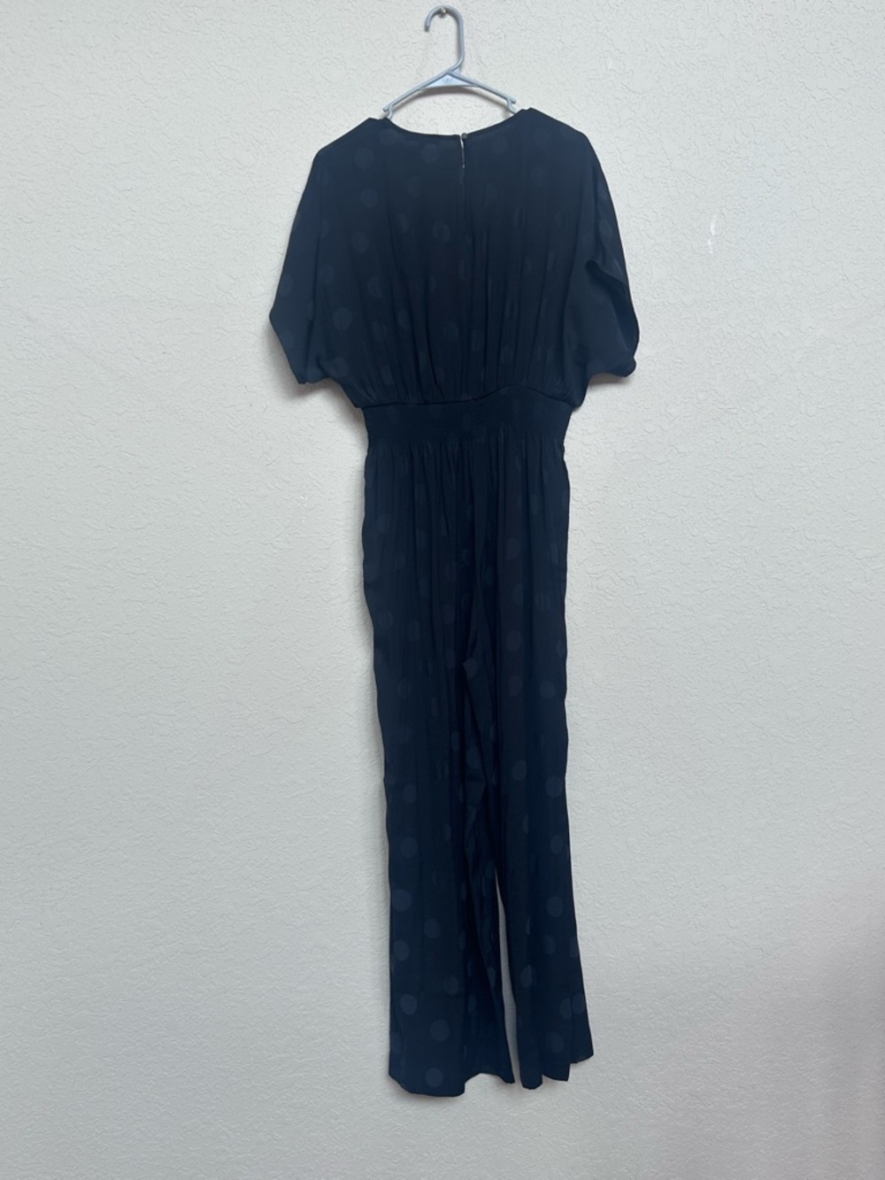 NWT Madewell Women’s Wrap Front Smock Waist Jumpsuit in Dot Jacquard Black Med - Picture 6 of 9